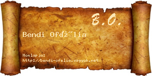 Bendi Ofélia névjegykártya
